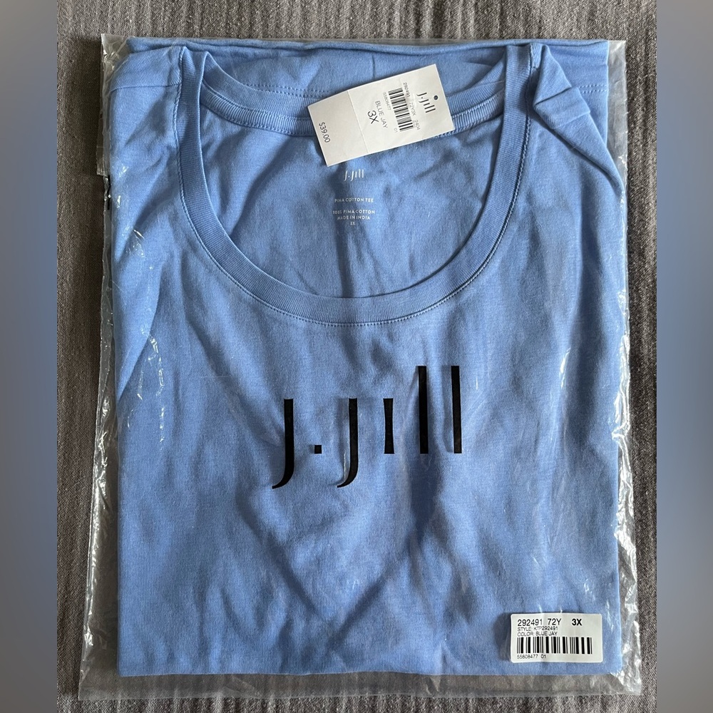 Brand new in package J. Jill 100% pima cotton short-sleeve tee top blue jay 3X